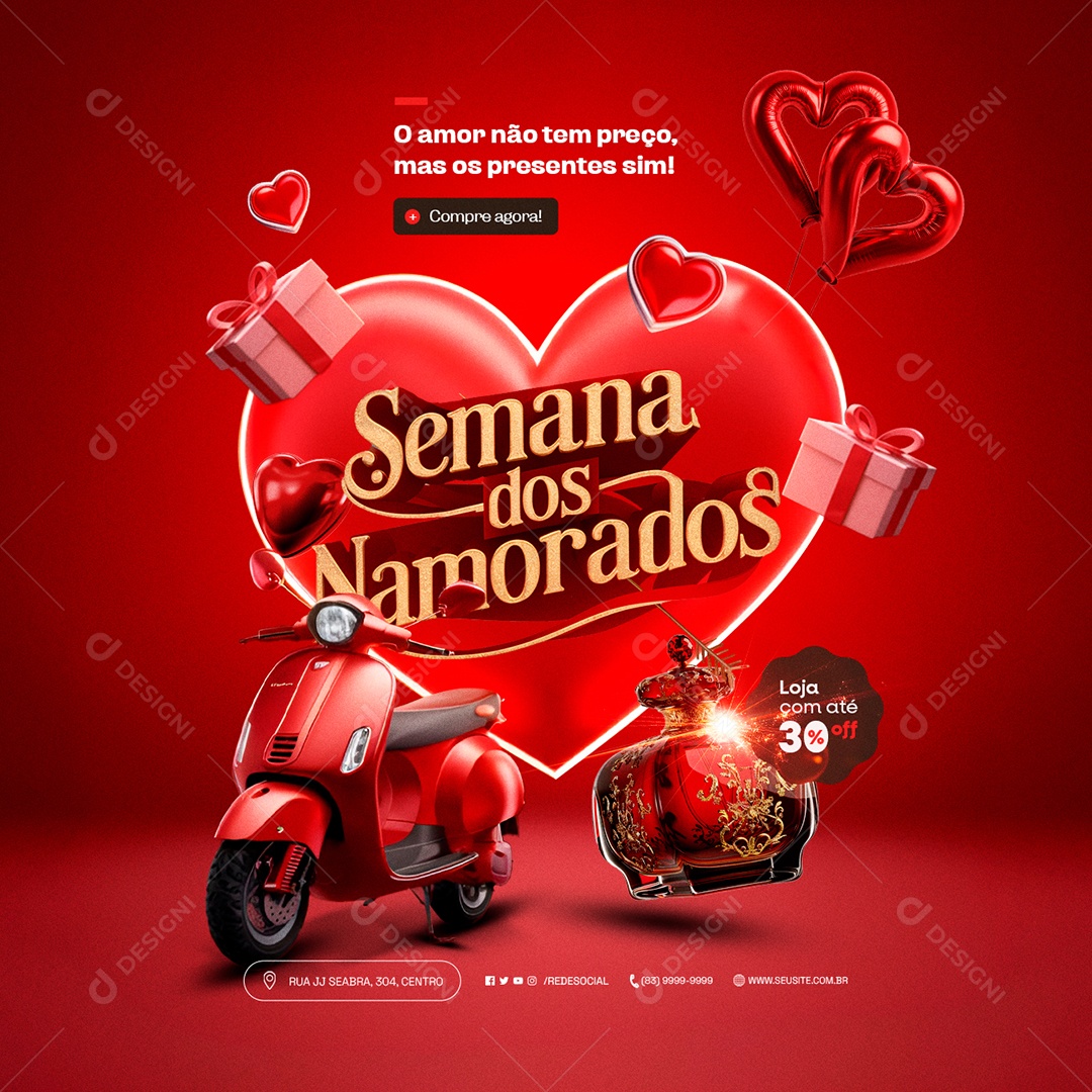 Semana dos Namorados Perfume Loja com Até 30% Off Compre Agora Social Media PSD Editável