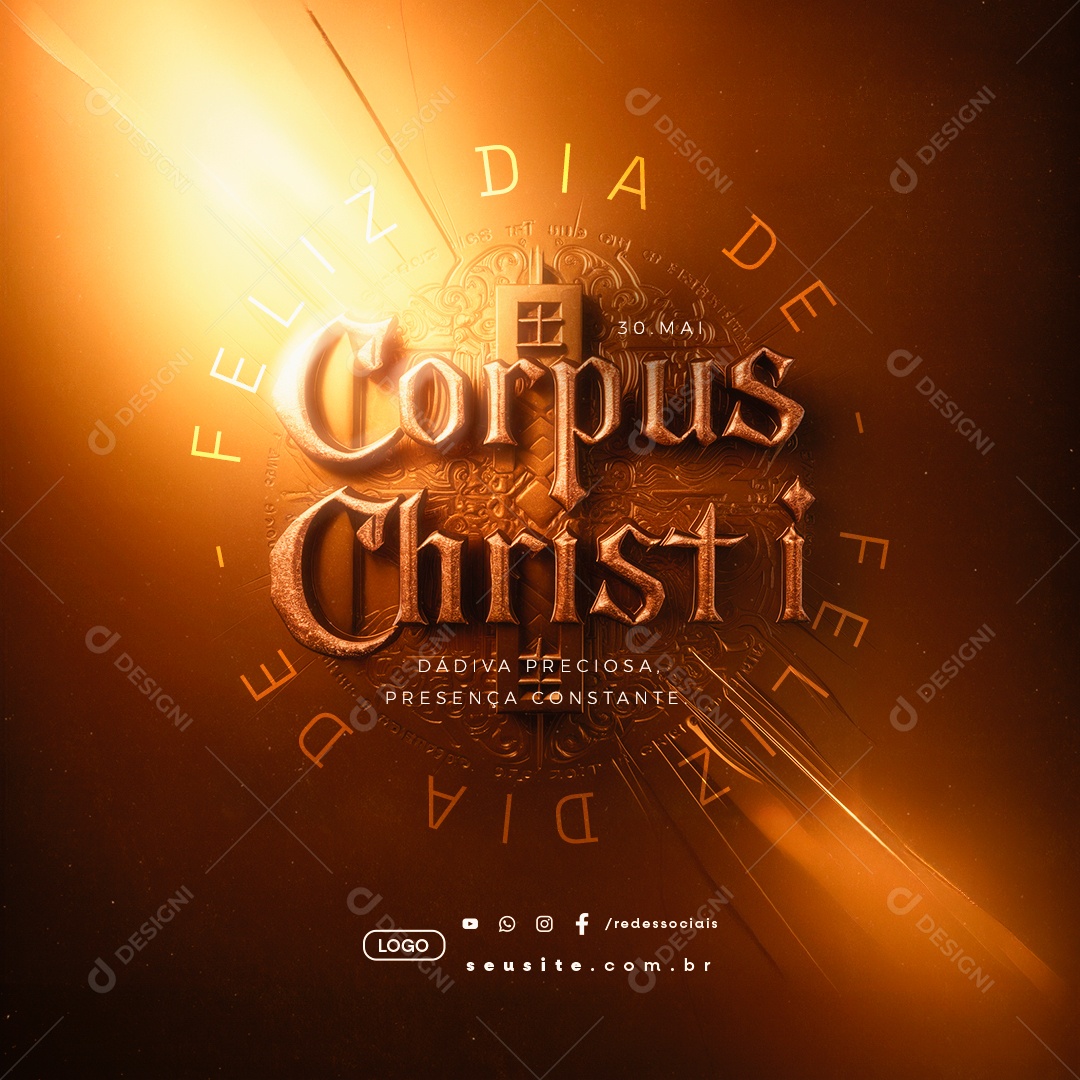 Happy Corpus Christi Day May 30th Precious Gift Social Media PSD Editable