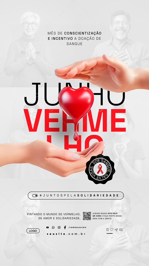 Story Junho Vermelho Doe Sangue Salve Vidas Social Media PSD Editável