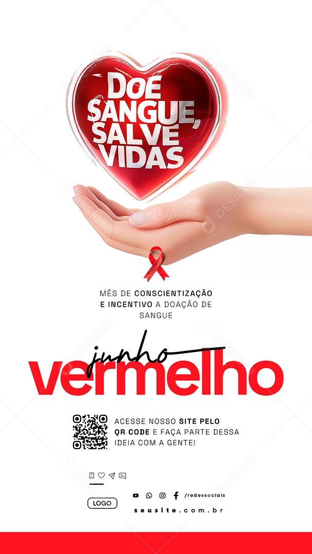 Story Junho Vermelho Doe Sangue Salve Vidas Social Media PSD Editável