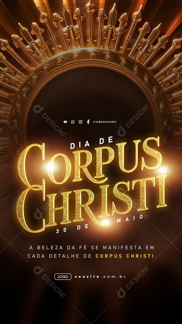 Story Social Media Dia de Corpus Christi 30 de Maio PSD Editável