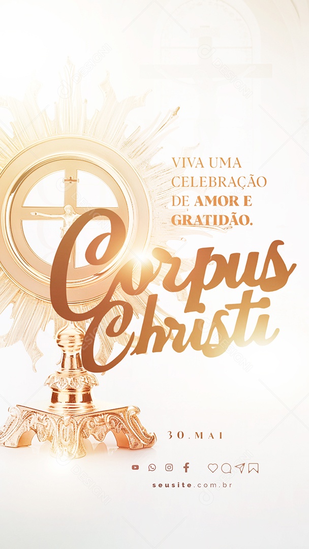 Story Dia de Corpus Christi 30 de Maio Viva uma Celebração de Amor e Gratidão Social Media PSD Editável