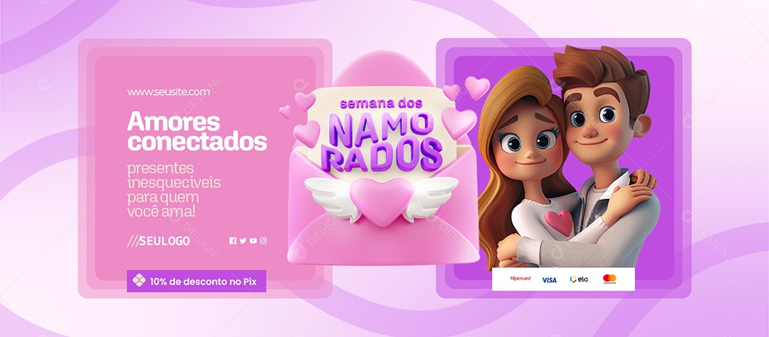 Banner Semana dos Namorados Loja Amores Conectados Social Media PSD Editável