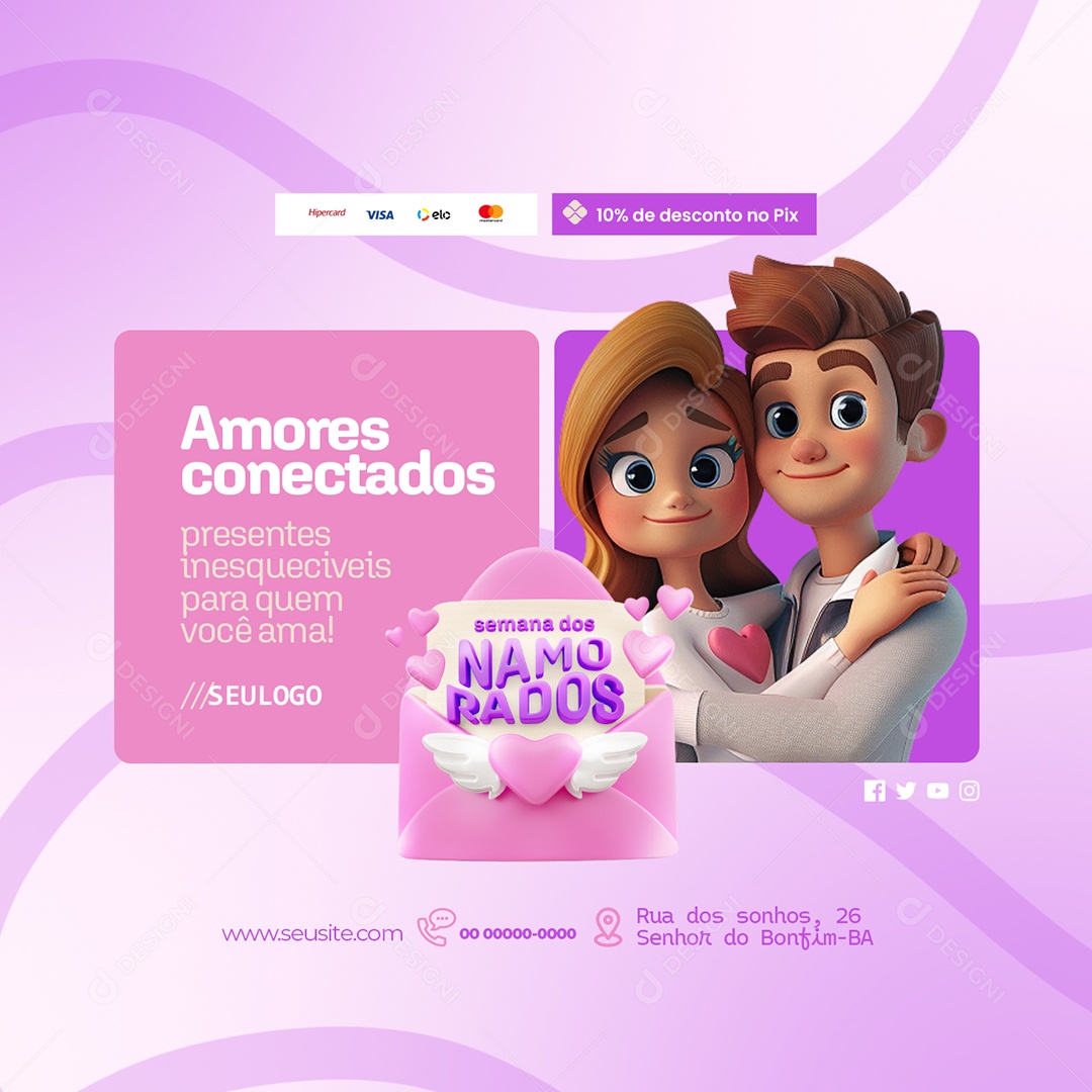 Semana dos Namorados Loja Amores Conectados Social Media PSD Editável