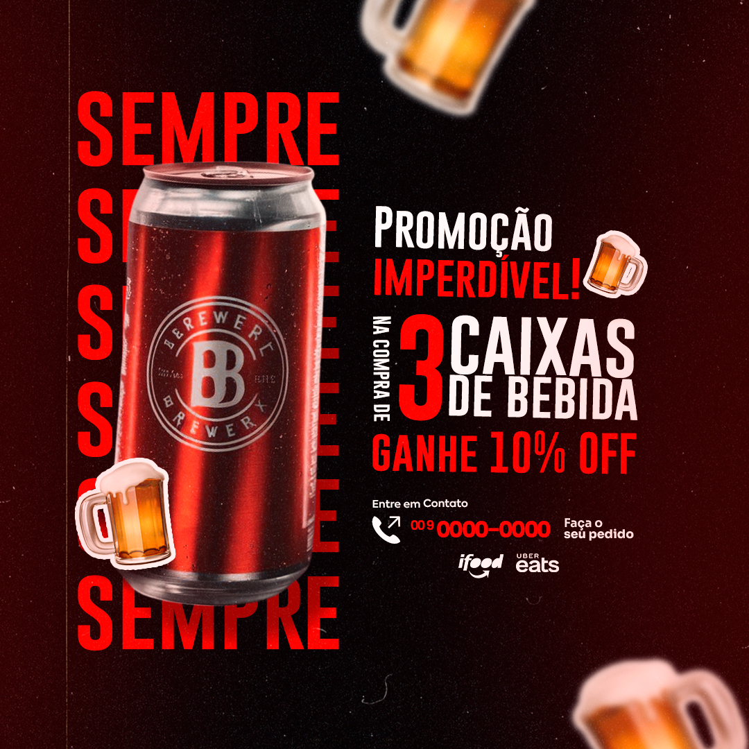 Motion Distribuidora de Bebidas Promoção Imperdível 3 Caixas de Bebida 10% Off After Effects Editável