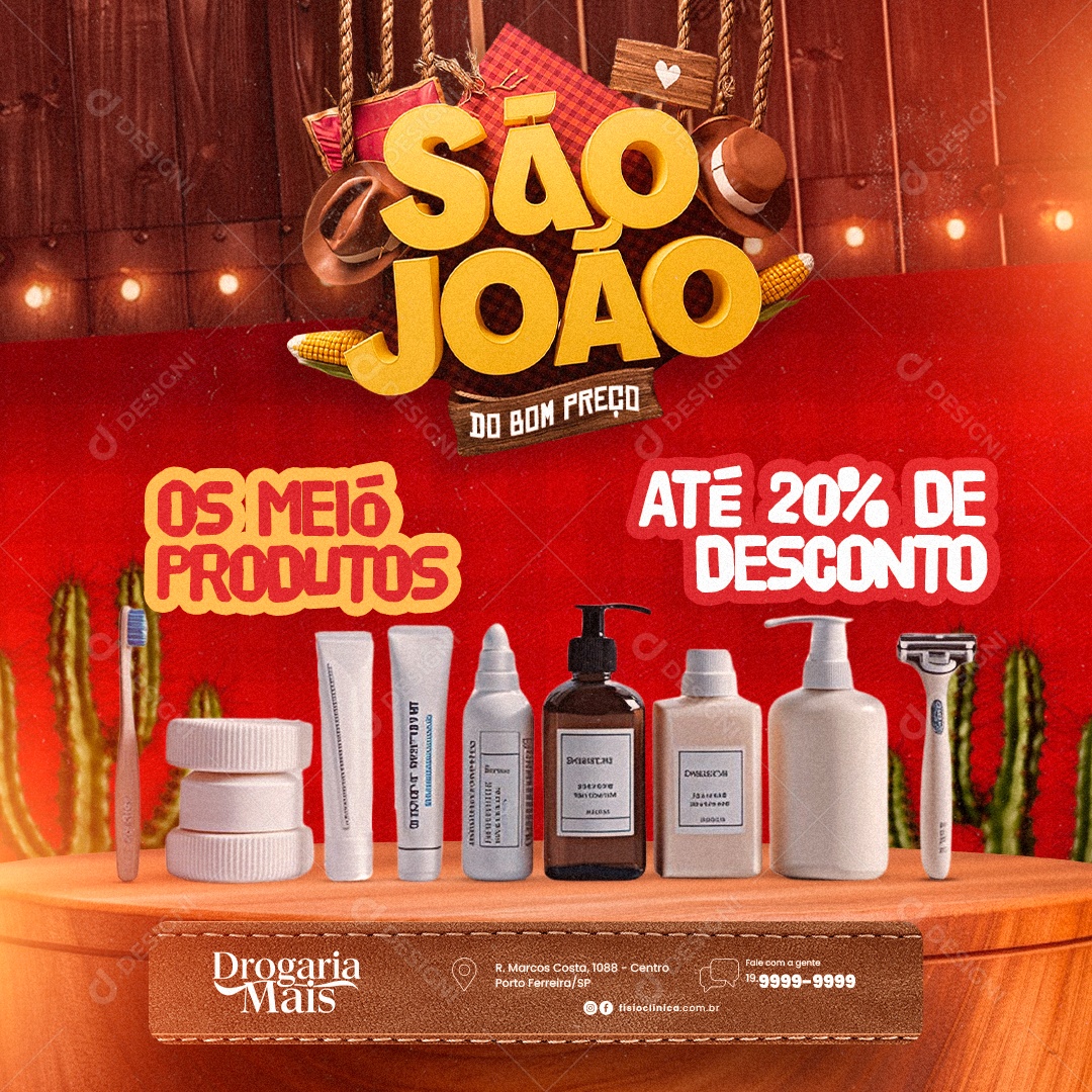 São João Pharmacy The Meio Products Social Media PSD Editable