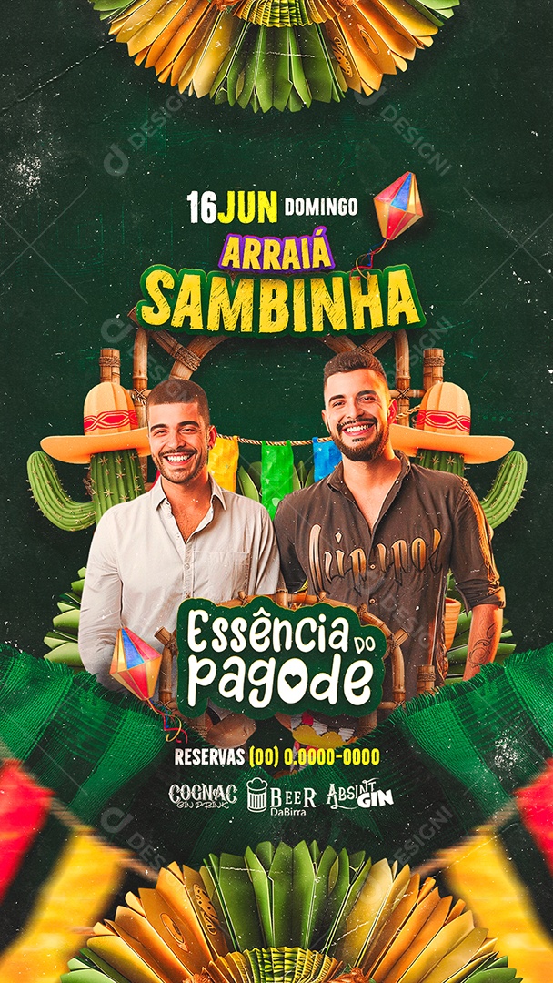 Story Flyer Arraiá Sambinha Essência Do Pagode Social Media PSD Editável