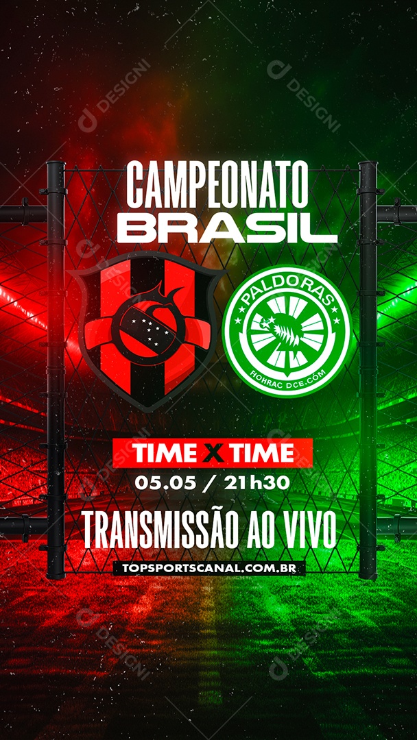 Story Campeonato Brasil Time x Time Transmissão Ao Vivo Social Media PSD Editável