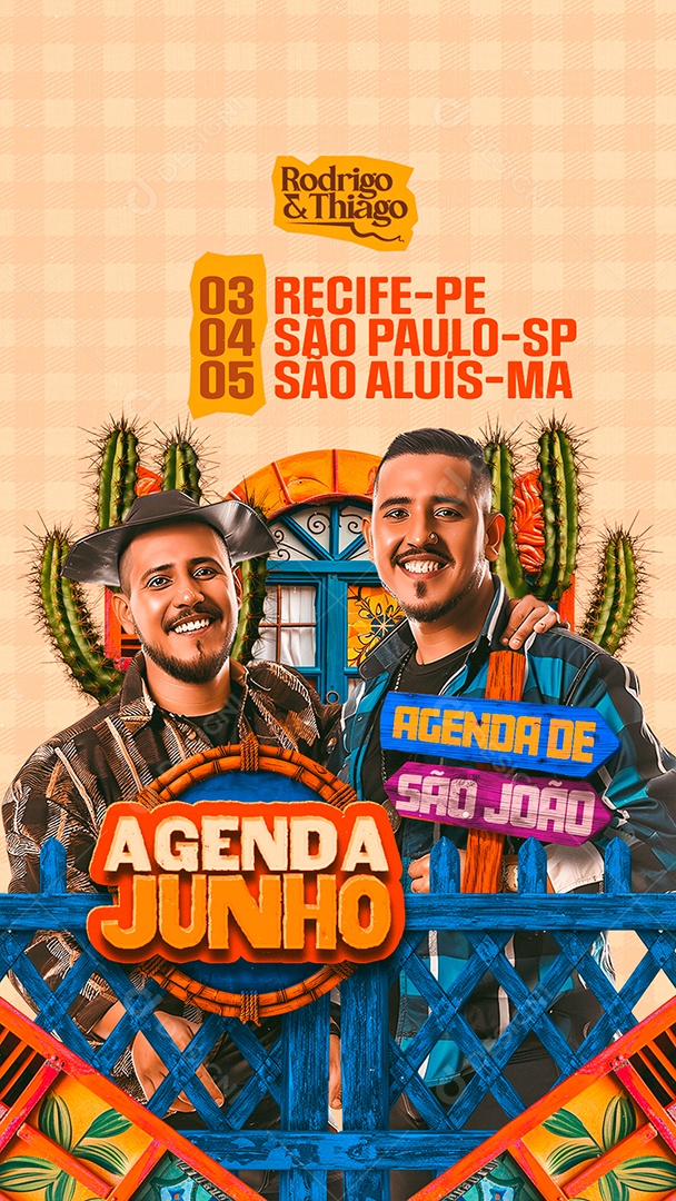 Story Flyer Agenda de São João Rodrigo e Thiago Social Media PSD Editável