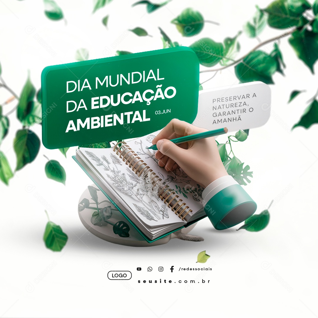 Dia Mundial da Educação Ambiental 03 de Junho Preservar a Natureza Social Media PSD Editável