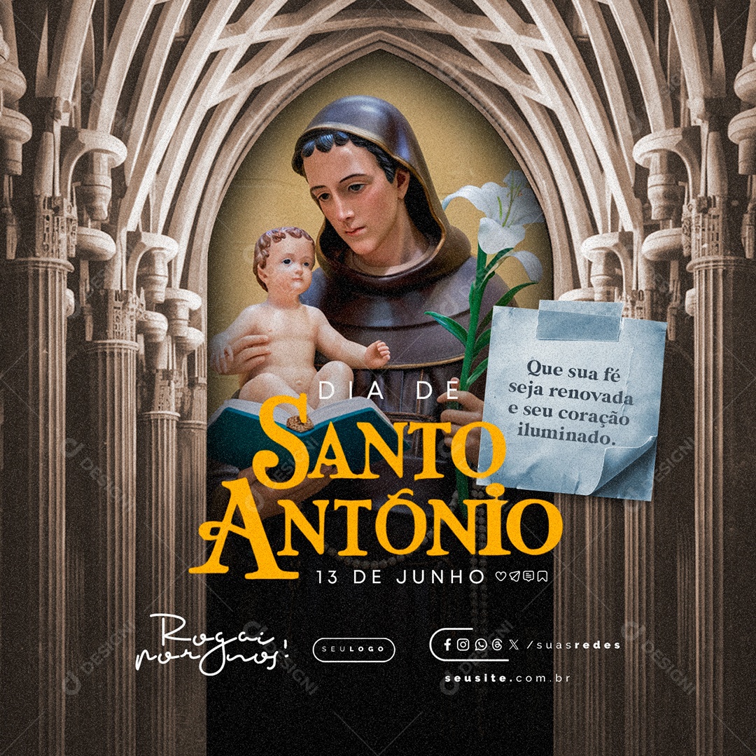 Social Media Saint Anthony's Day June 13th Editable PSD