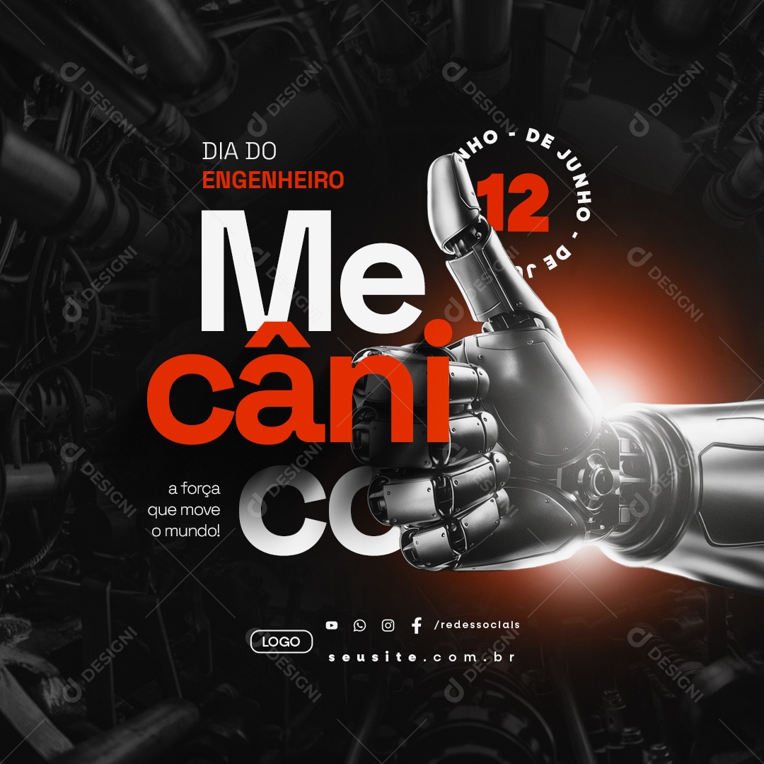 Mechanical Engineer's Day June 5th The Force That Moves the World Social Media Editable PSD