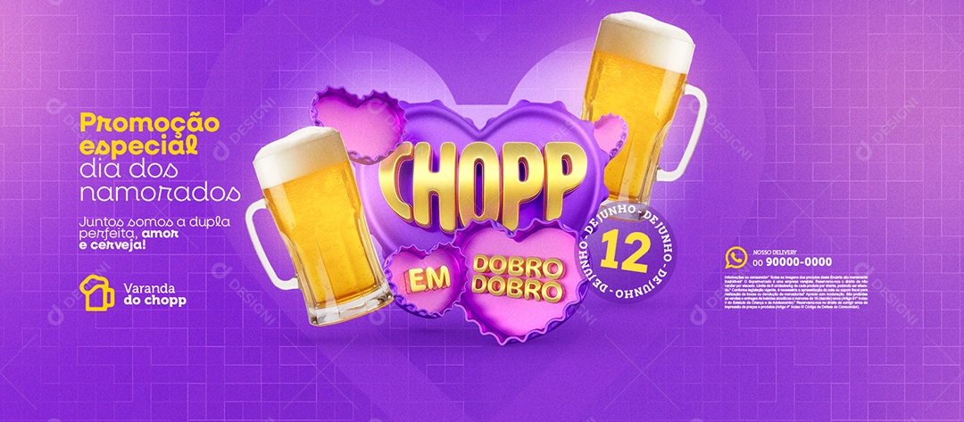 Banner Chopp Em Dobro Choperia Promoção Especial Social Media PSD Editável