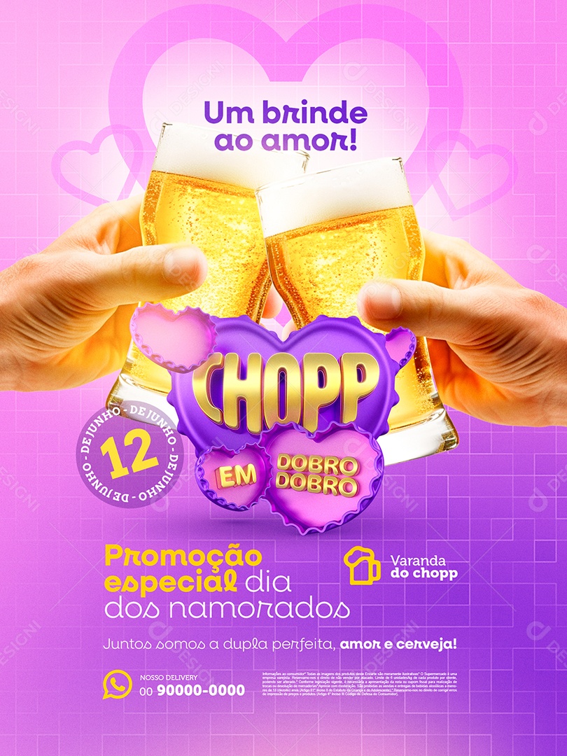 Chopp Em Dobro Choperia Encarte Um Brinde Promoção Especial Social Media PSD Editável