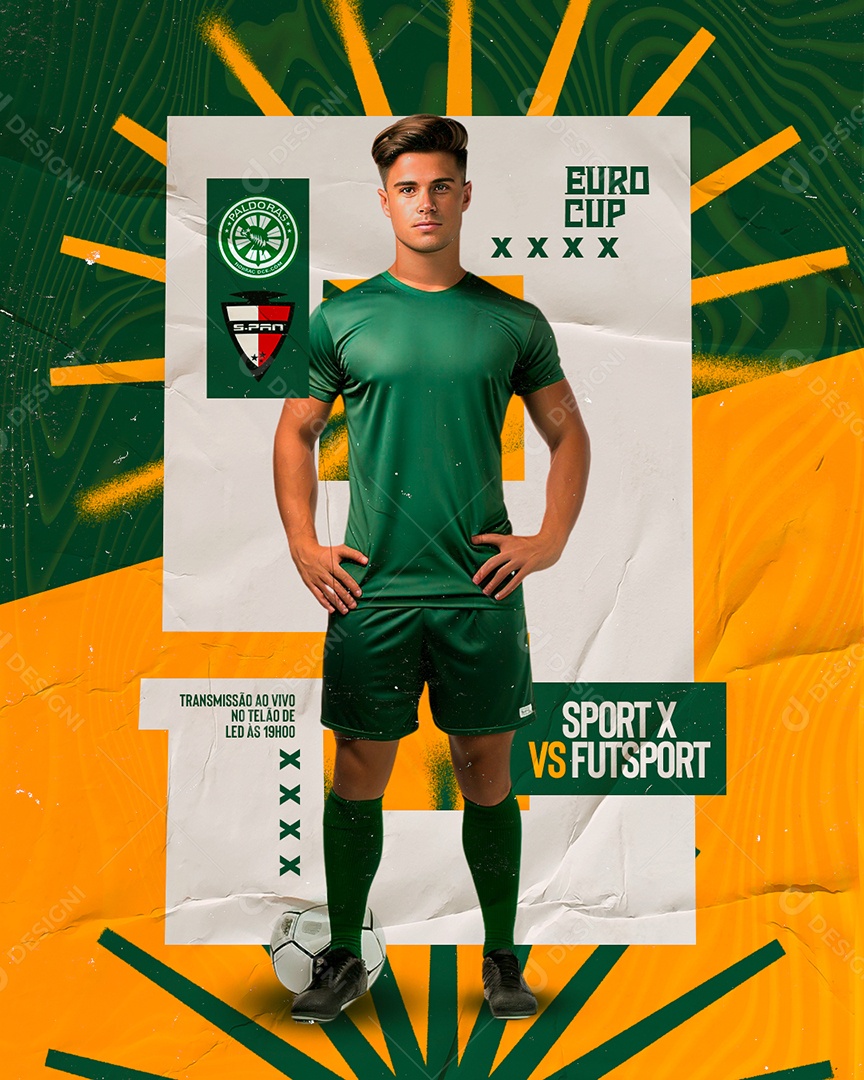 Campeonato Euro Cup Sport X vs Futsport Social Media PSD Editável