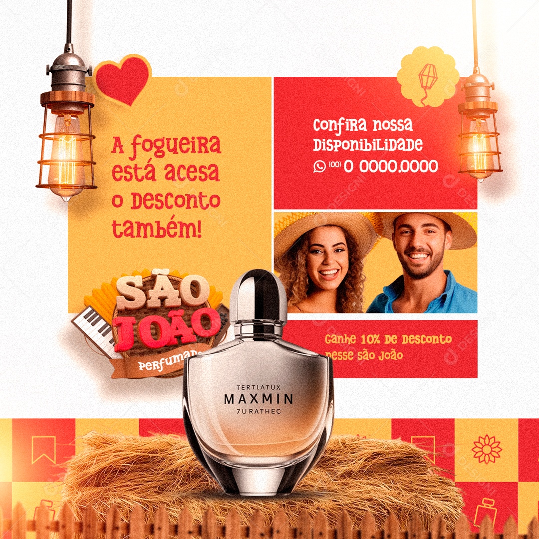 São João Perfumado Perfumaria Perfume A Fogueira Está Acesa Social Media PSD Editável