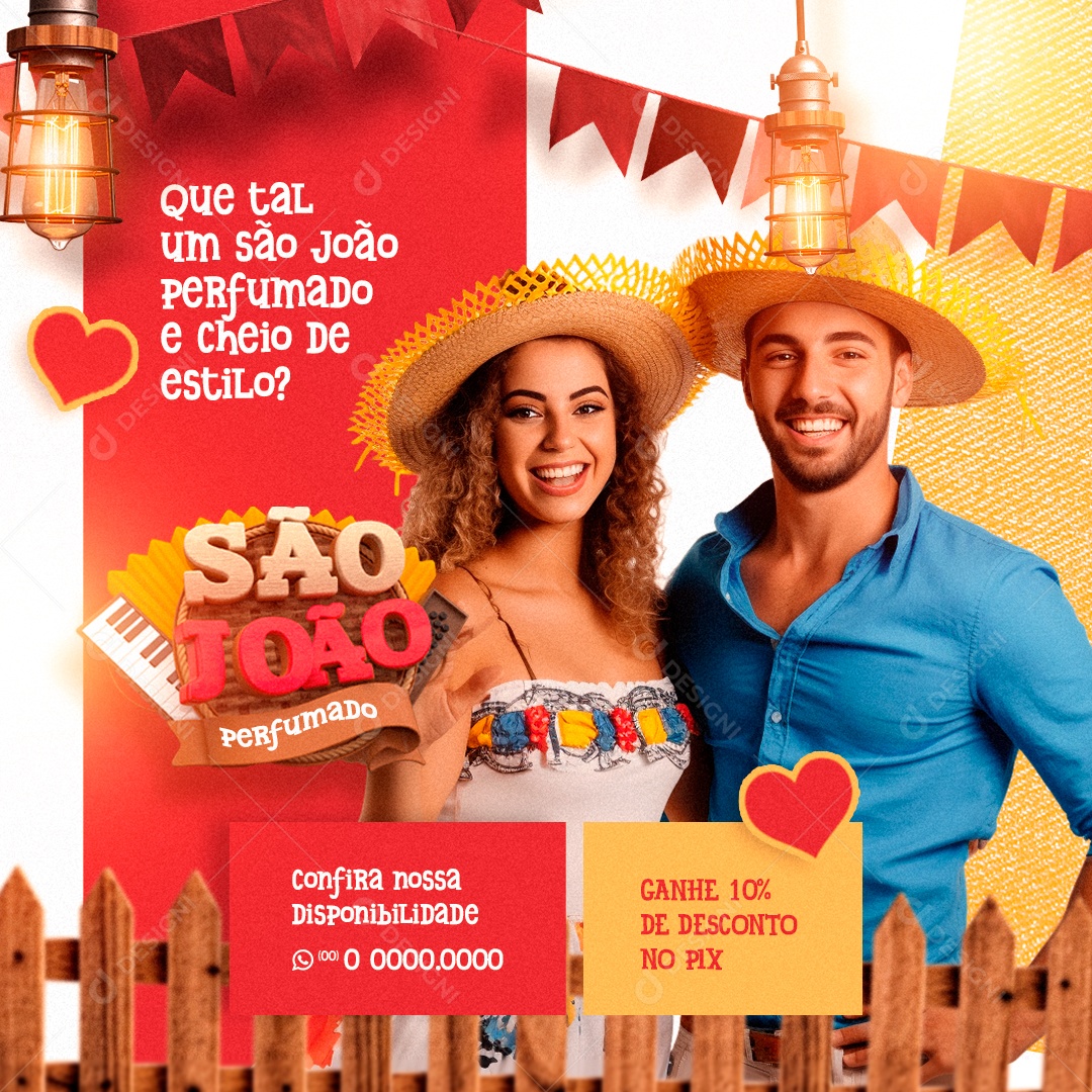 São João Perfumado Perfumaria Ganhe 10% de Desconto no Pix Social Media PSD Editável