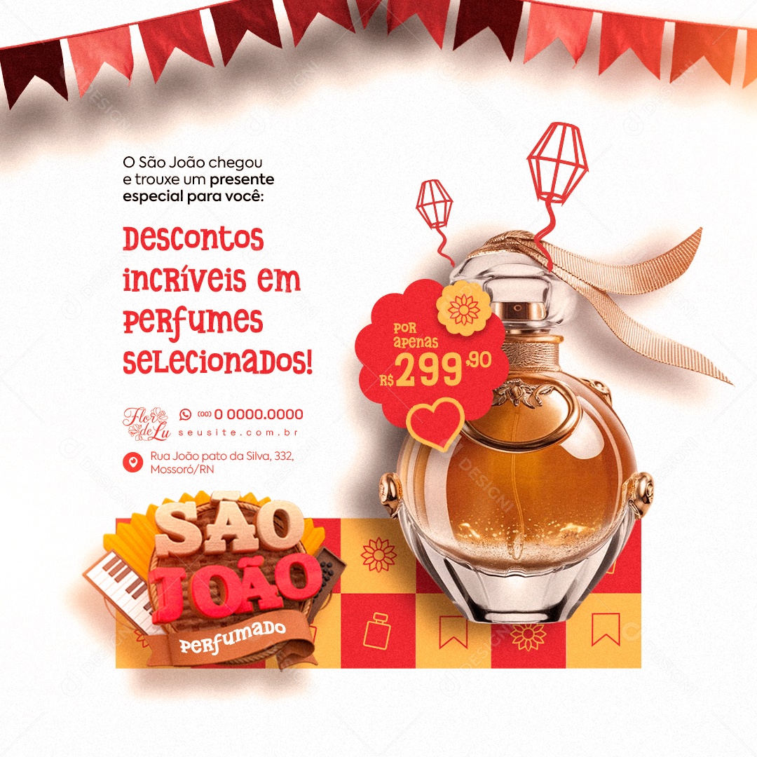 São João Perfumado Perfumaria Perfumes Selecionados Social Media PSD Editável