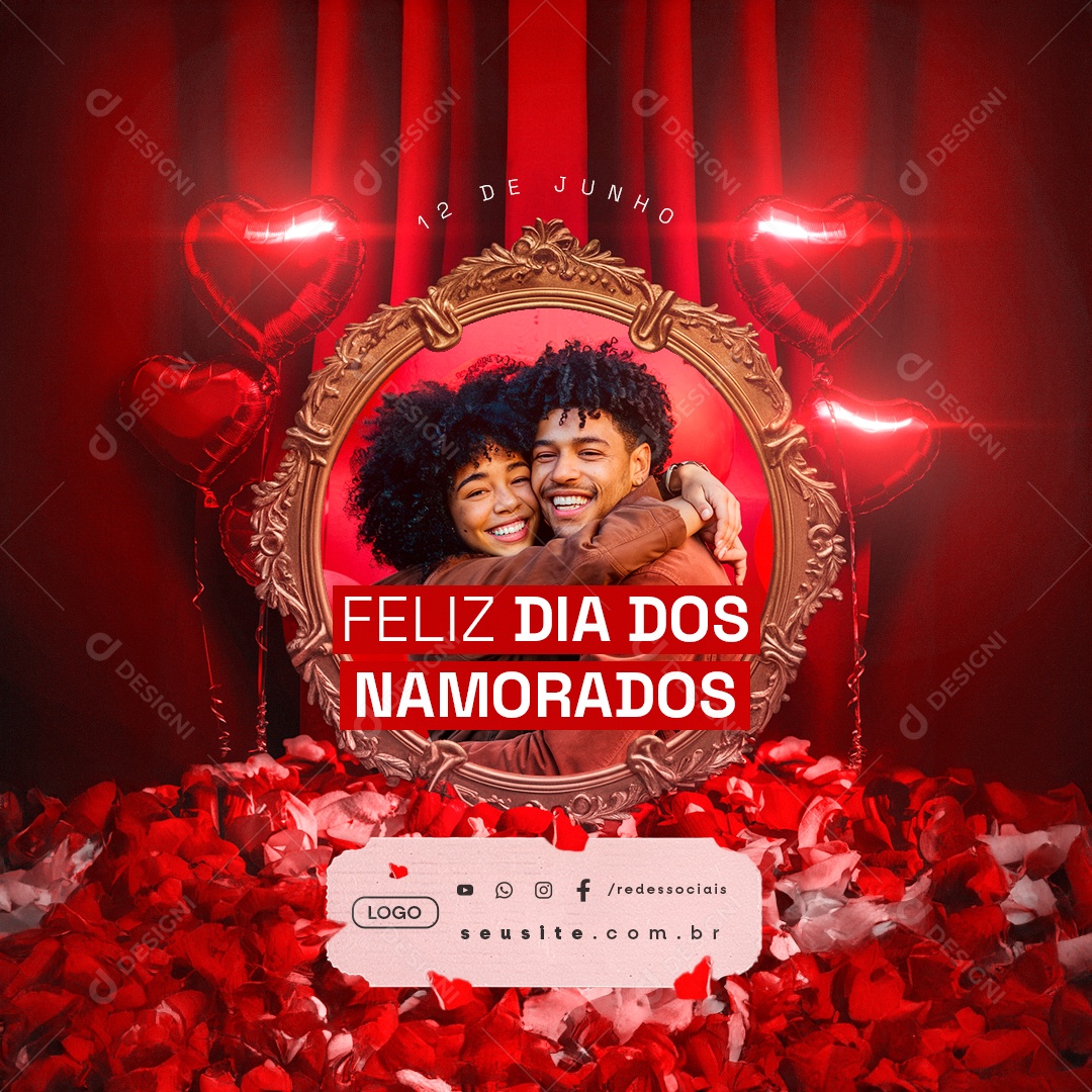 Feliz Dia dos Namorados 12 de Junho Social Media PSD Editável