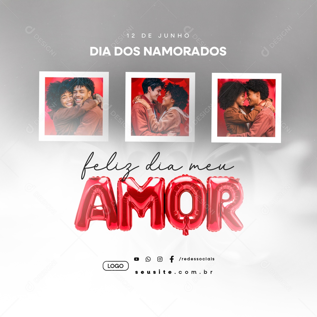 Dia dos Namorados 12 de Junho Feliz Dia Meu Amor Social Media PSD Editável