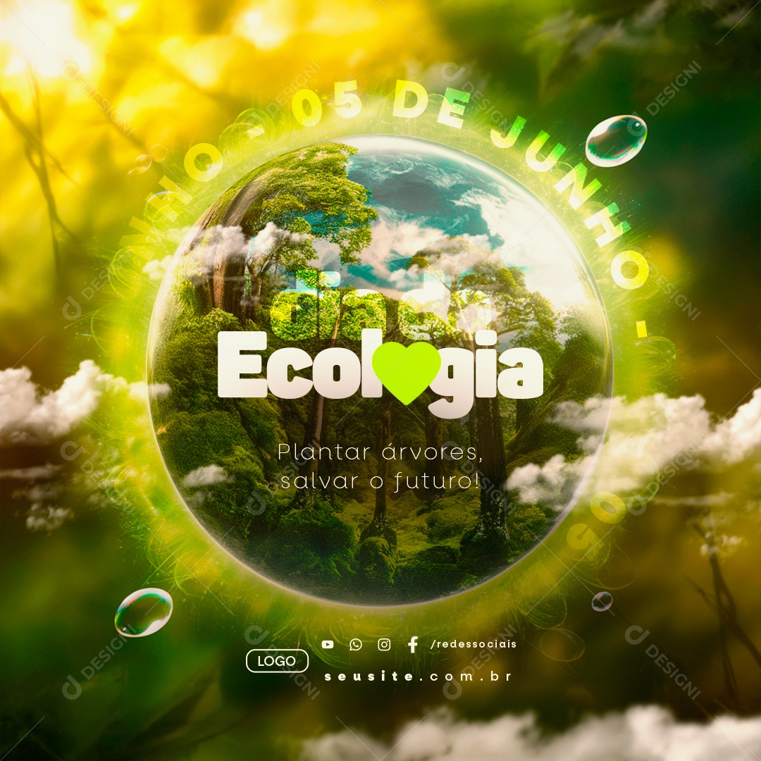 Ecology Day June 5th Planting Trees Saves the Future Editable Social Media PSD