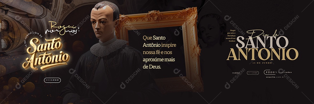 Carrossel Dia de Santo Antônio 13 de Junho Rogai por Nos Social Media PSD Editável