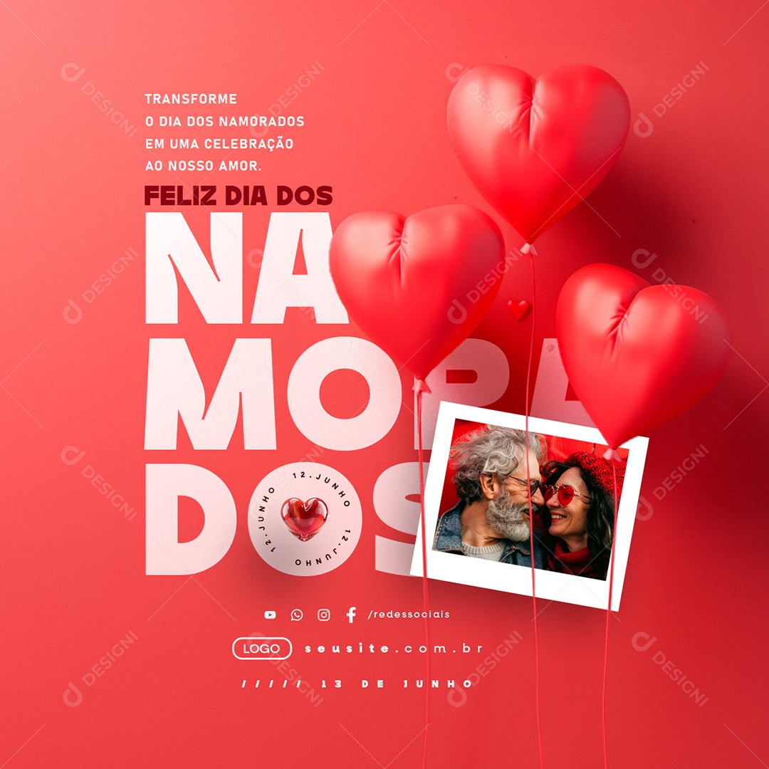 Feliz Dia dos Namorados 12 de Junho Social Media PSD Editável