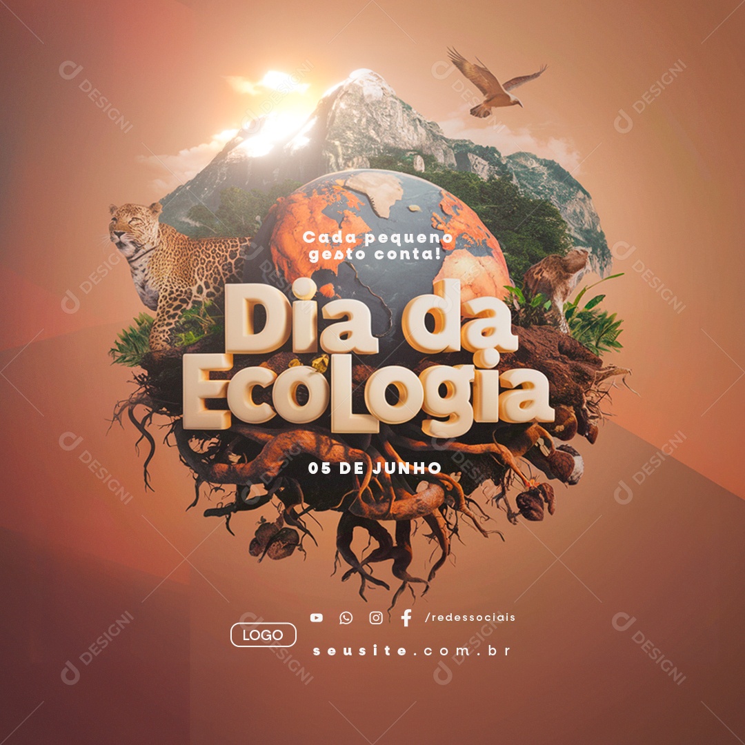 Dia da Ecologia 05 De Junho Cada Pequeno Gesto Conta Social Media PSD Editável