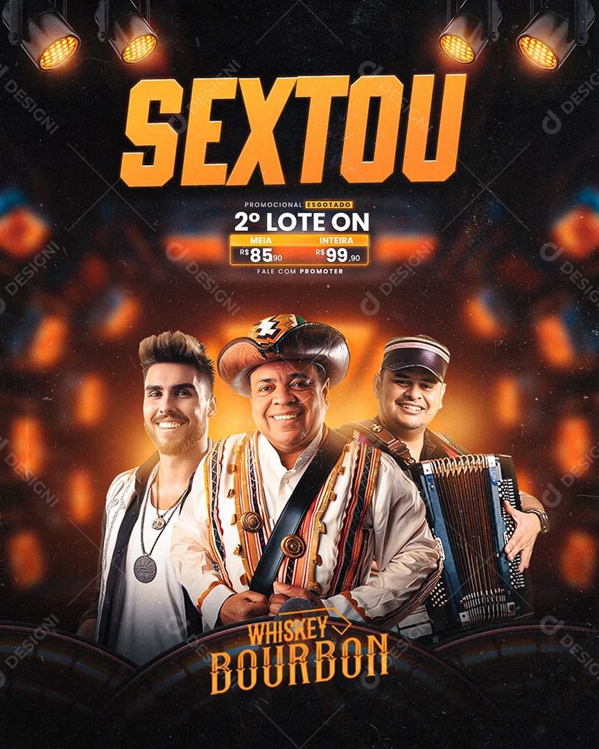 Flyer Sextou Whiskey Bourbon Social Media PSD Editável