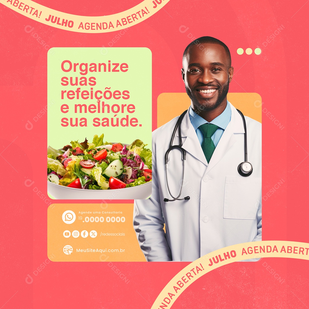 Nutricionista Organize suas Refeições Social Media PSD Editável