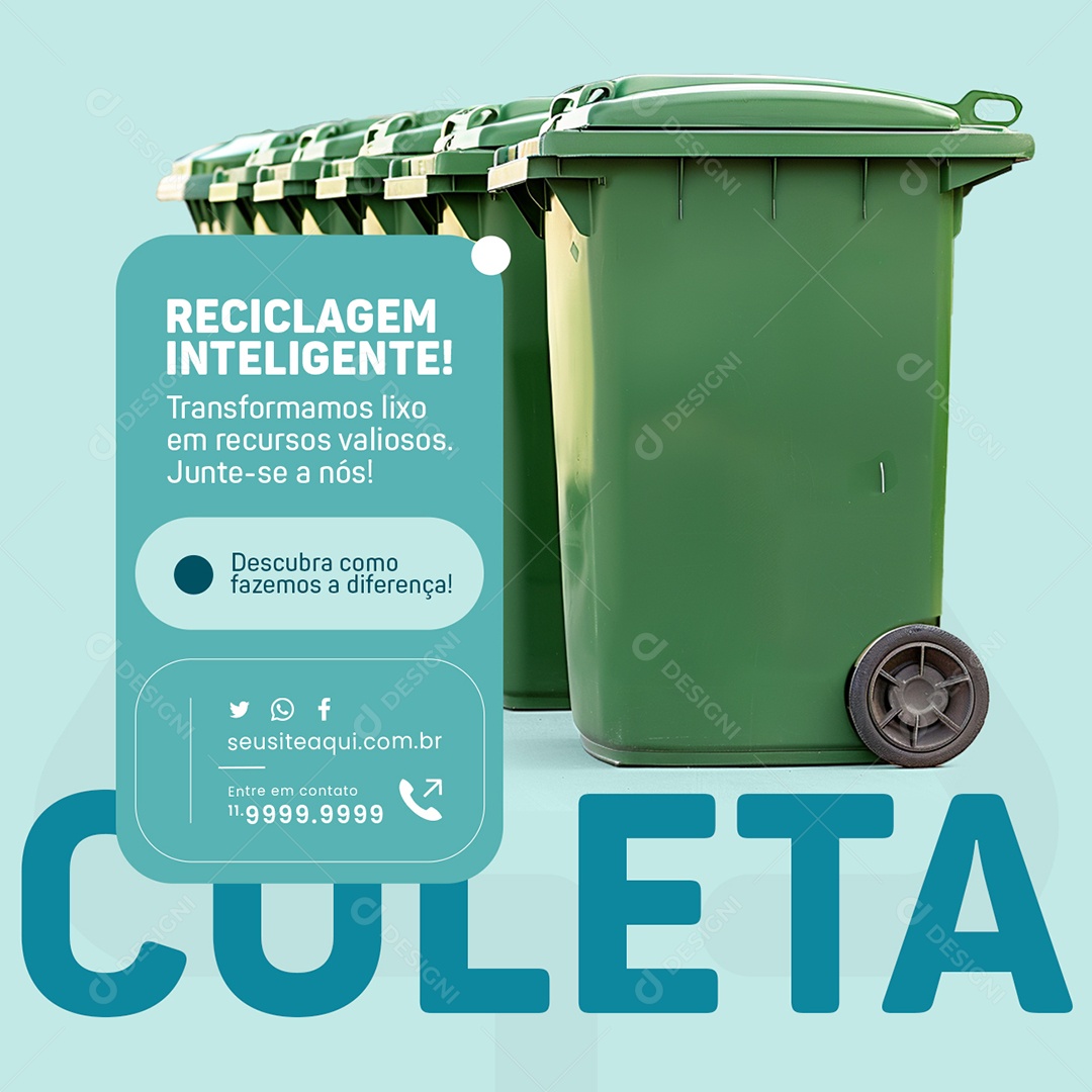 Coleta de Lixo Reciclagem Inteligente Social Media PSD Editável