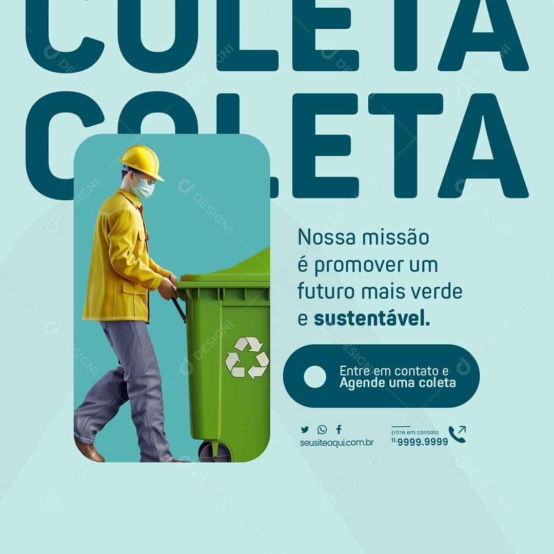 Coleta de Lixo Nossa Missão é Promover o Futuro Social Media PSD Editável