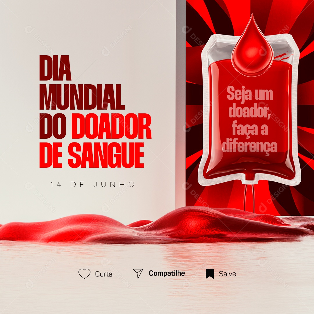 Dia Mundial do Doador de Sangue 14 de Junho Seja um Doador Social Media PSD Editável