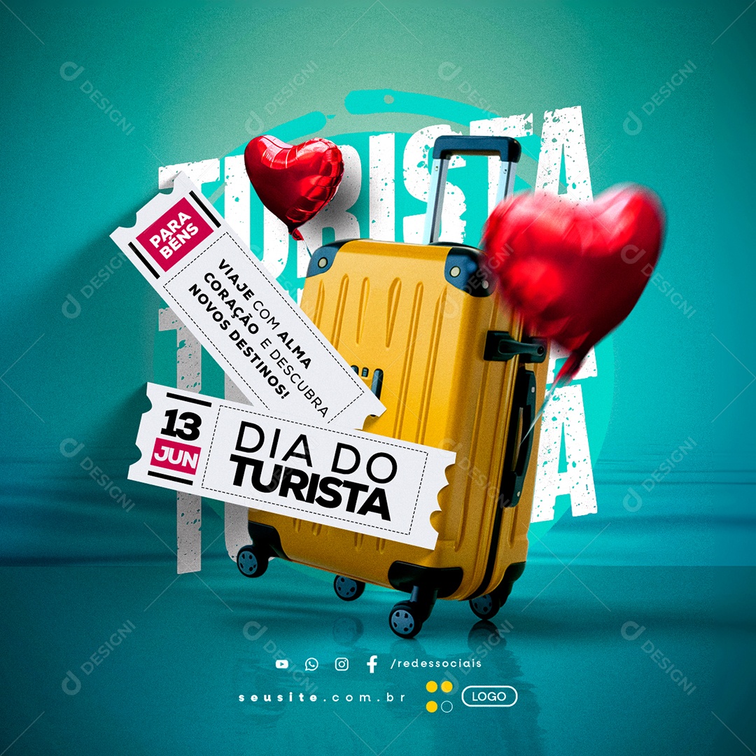 Dia Do Turista 13 De Junho Parabéns Viaje Social Media PSD Editável