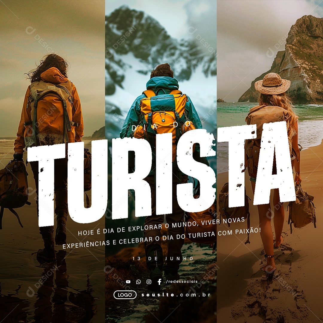 Dia Do Turista 13 De Junho Hoje é Dia de Explorar o Mundo Social Media PSD Editável