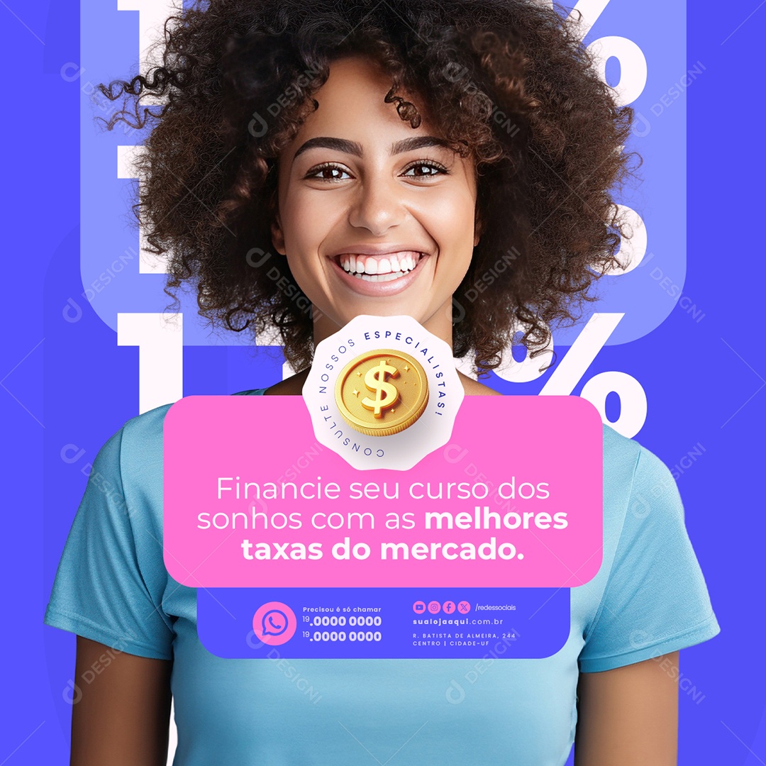 Financiamento Financie seu Curso dos Sonhos Social Media PSD Editável