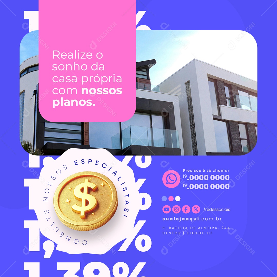 Financiamento Realize o Sonho da Casa Própria com Nossos Planos Social Media PSD Editável