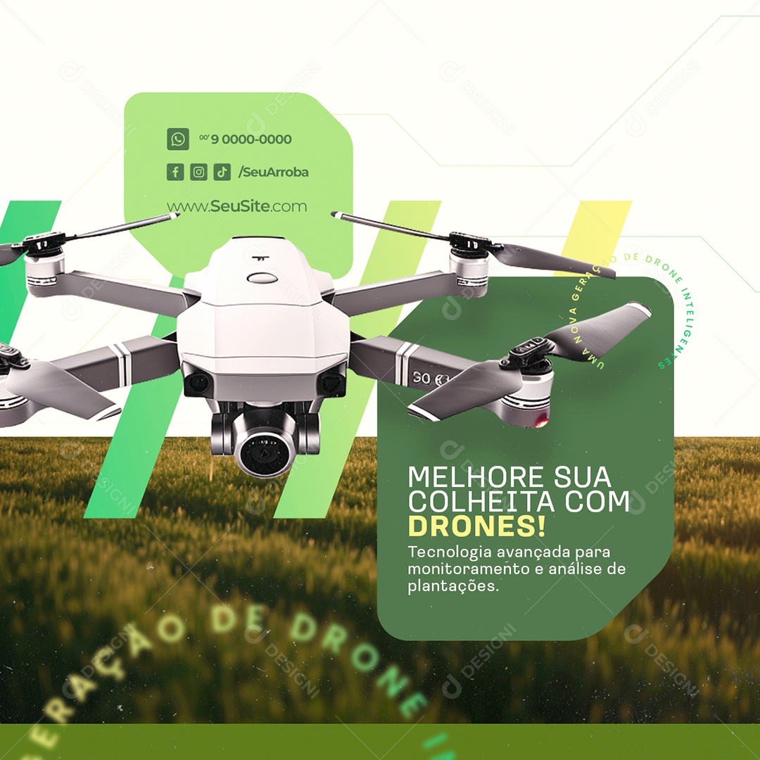 Social Media Agronegócio Drones Melhore sua Colheita com Drones PSD Editável