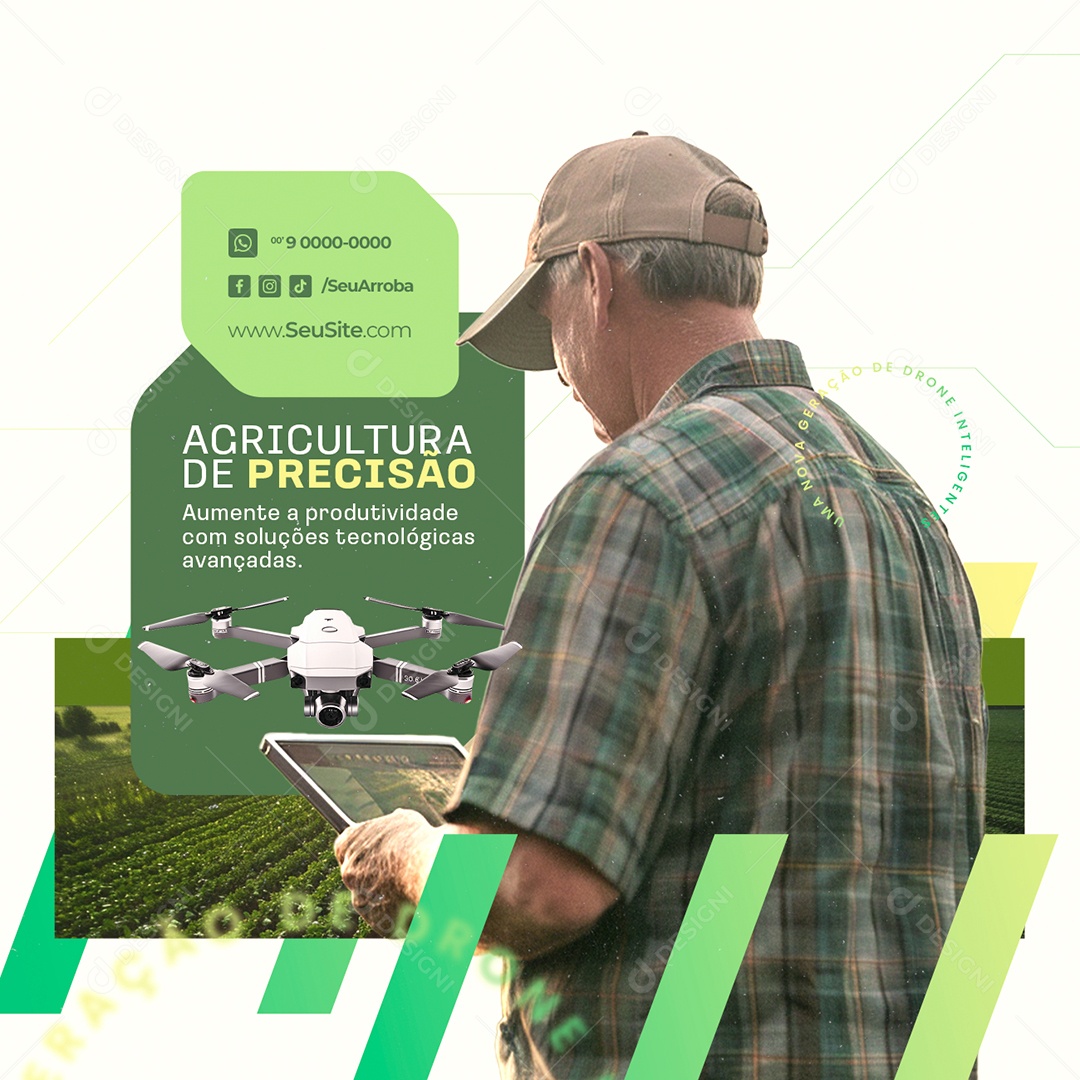 Agronegócio Drones Agricultura de Precisão Social Media PSD Editável