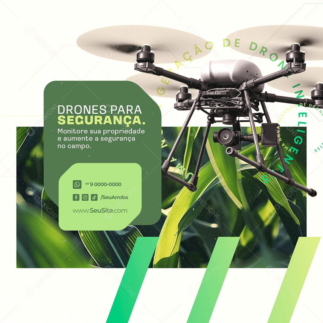 Agronegócio Drones para Segurança Social Media PSD Editável