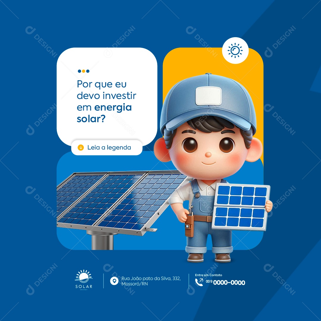 Por Que Eu Devo Investir em Energia Solar Social Media PSD Editável