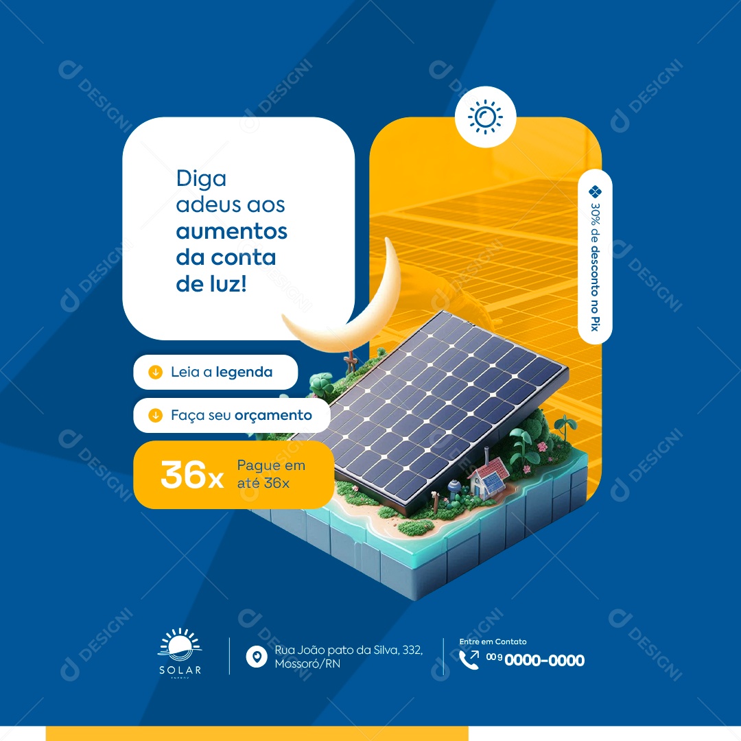 Energia Solar Diga Adeus aos Aumentos da Conta de Luz Social Media PSD Editável