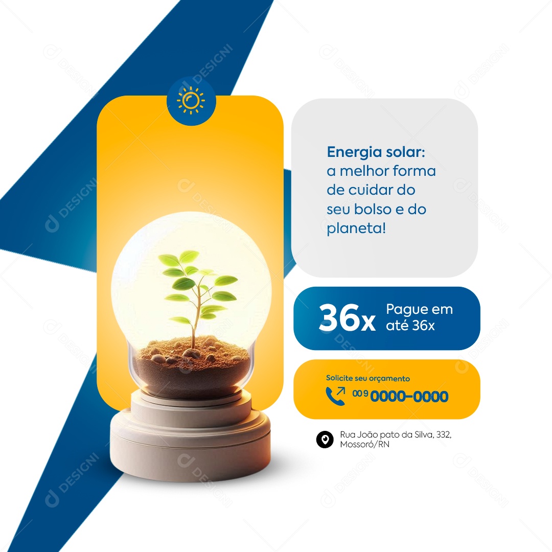 Energia Solar a Melhor Forma de Cuidar do Seu Bolso Social Media PSD Editável