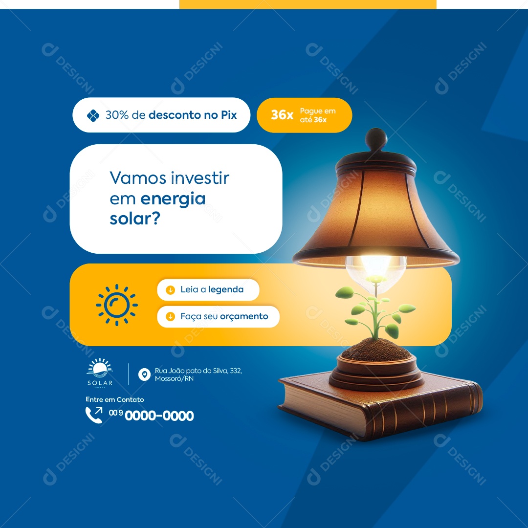 Energia Solar Vamos investir Faça seu Orçamento Social Media PSD Editável