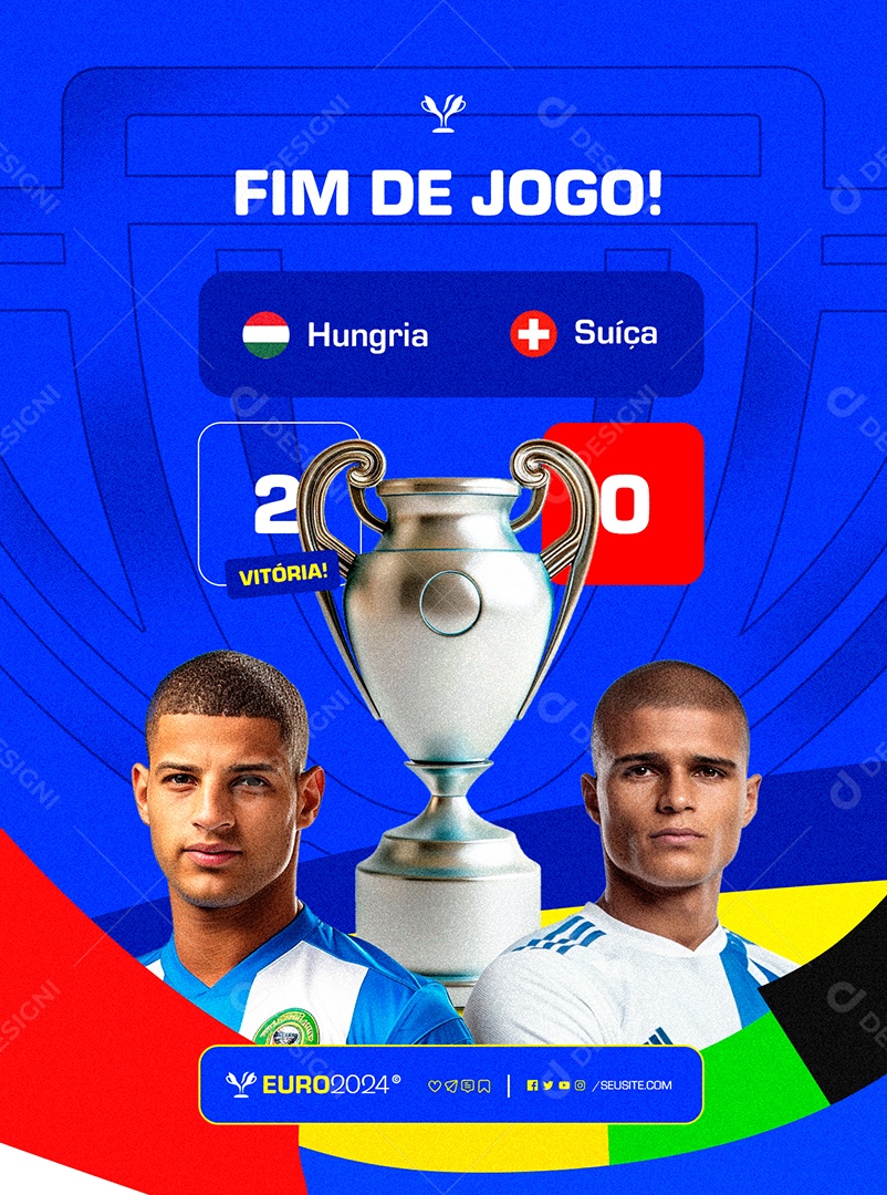 Euro 2024 Hungria x Suíça Fim de Jogo Social Media PSD Editável