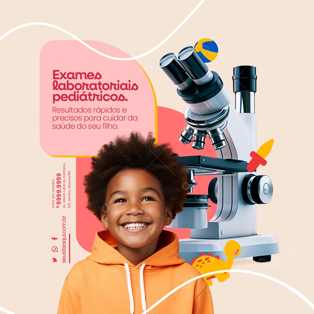 Clinica Pediátrica Exames Laboratoriais Pediátricos Social Media PSD Editável