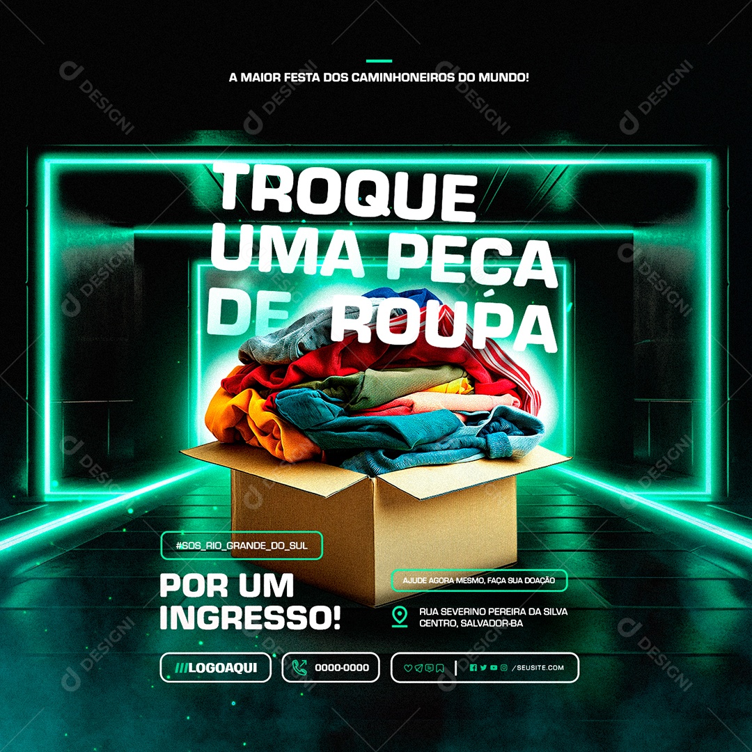 Festa Dos Caminhoneiros Troque Uma Peça de Roupa Social Media PSD Editável