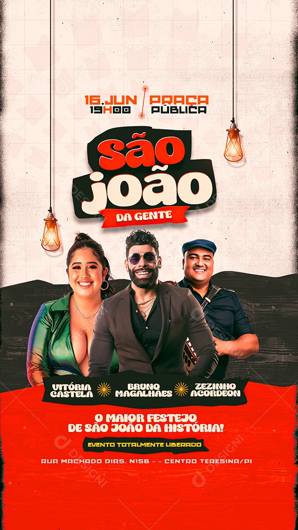 Story Flyer São João da Gente Vitória Castela Bruno Magalhães Social Media PSD Editável