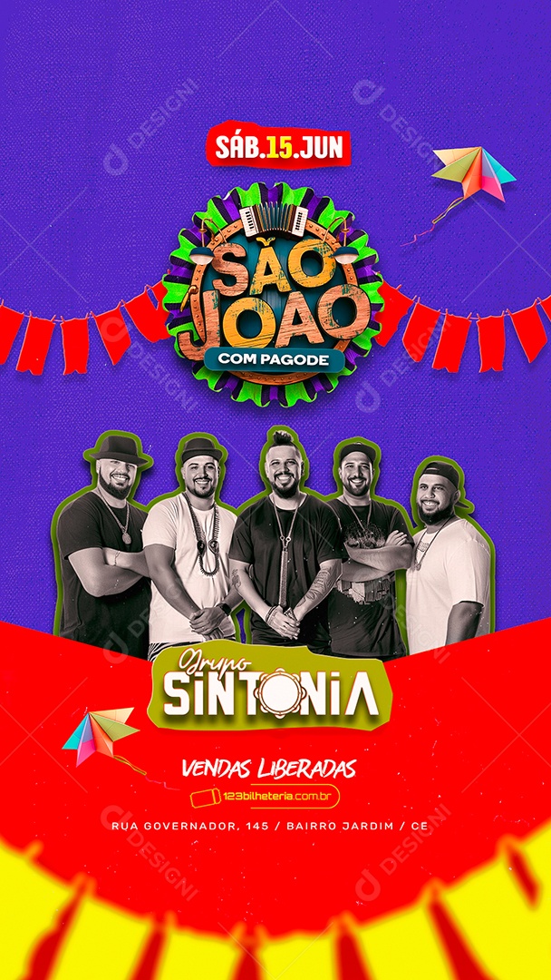 Story Flyer São João com Pagode Grupo Sintonia Social Media PSD Editável