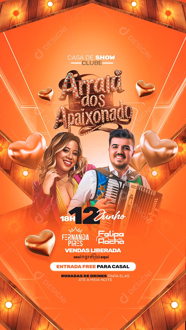 Story Flyer Arraiá dos Apaixonados Fernanda Pires Felipe Rocha Social Media PSD Editável